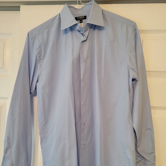 Harrods of London Mens Dress Shirt 15.5/39 Medium Blue 200/2 Extra Fine Cotton - Picture 1 of 11